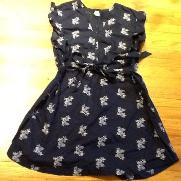 Navy/Light Blue/White Flowered Cotton Dress - Picture 2 of 5